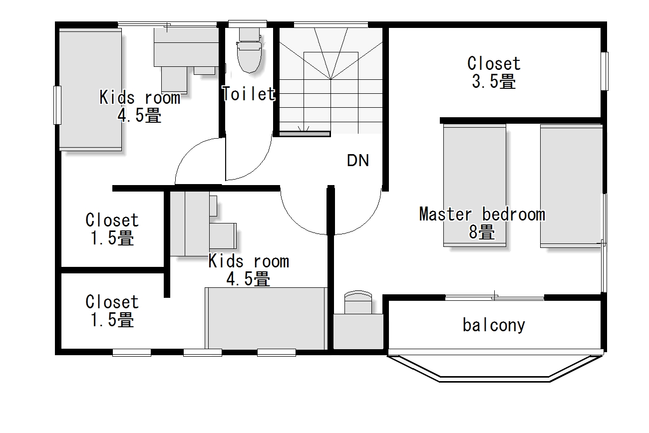 かわいい家のローコスト住宅 フローレンス-2 2階間取り図